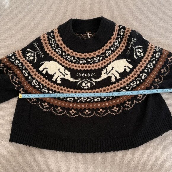 Free People Oversized boxy boucle Nellie Fair Isle Elephant Cozy Sweater 🐘 ❤️ - Picture 9 of 10